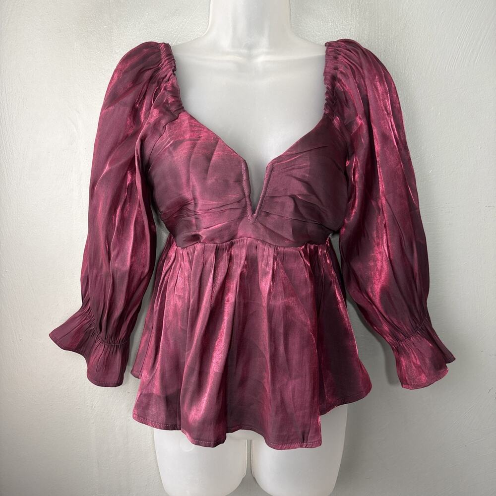 Entro Top Size Medium Grape Purple Iridescent Babydoll Dark Romantic Vamp Party